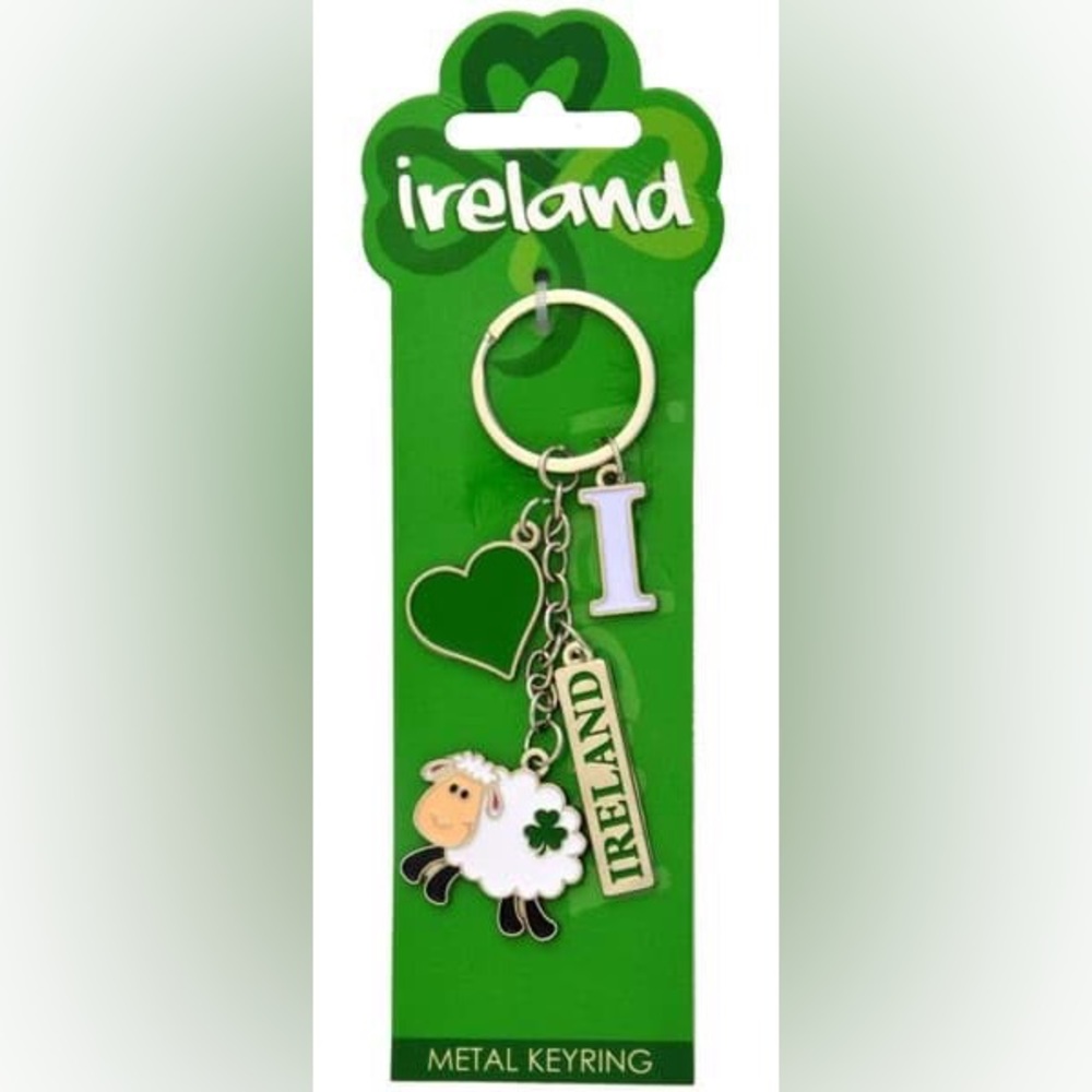 Irish Charm Keyring I Love Ireland Sheep Schlüsselanhänger Metal St. Patrick’s